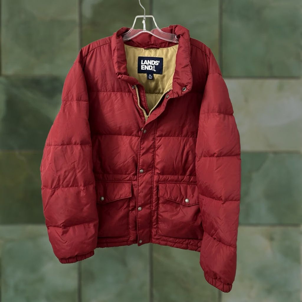 Lands' End VINTAGE Lands' End Down Puffer Jacket Mens XL Red Full Zip Pockets Insulated Coat L/S Size US XL / EU 56 / 4 - 1 Thumbnail