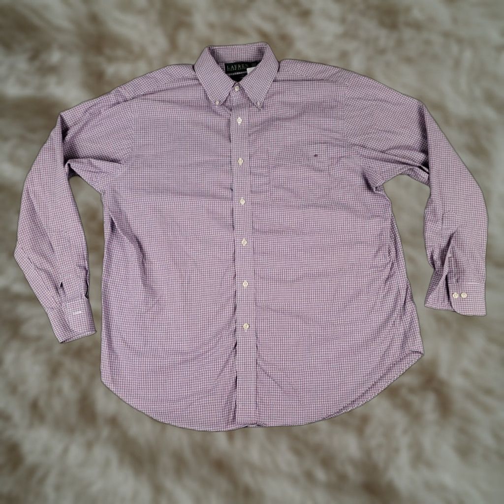 Ralph Lauren Ralph Lauren Dress Shirt Mens Size 17 Red Blue Plaid Long Sleeve Button-Down Size 46R - 1 Thumbnail