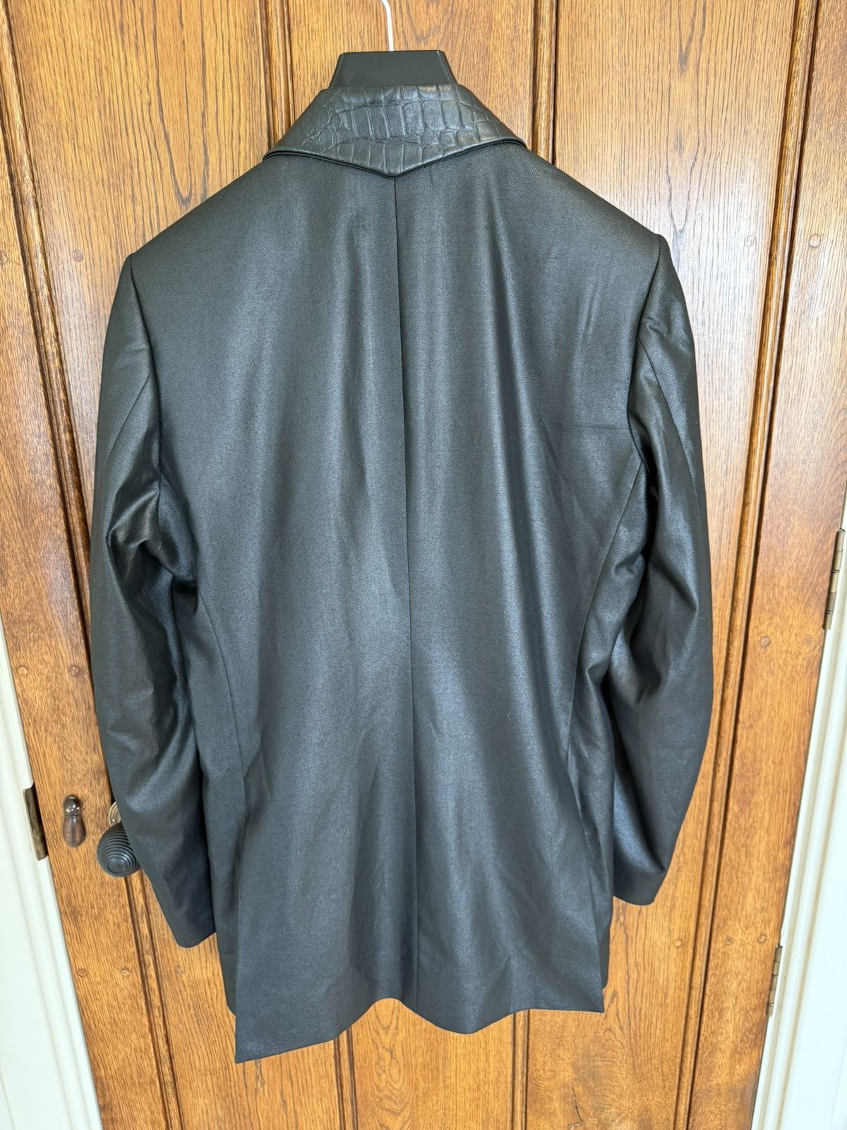Sir Tom Baker 3k Sir Tom Baker tuxedo leather Fuck you leopard suit jacket Size 38R - 14 Thumbnail