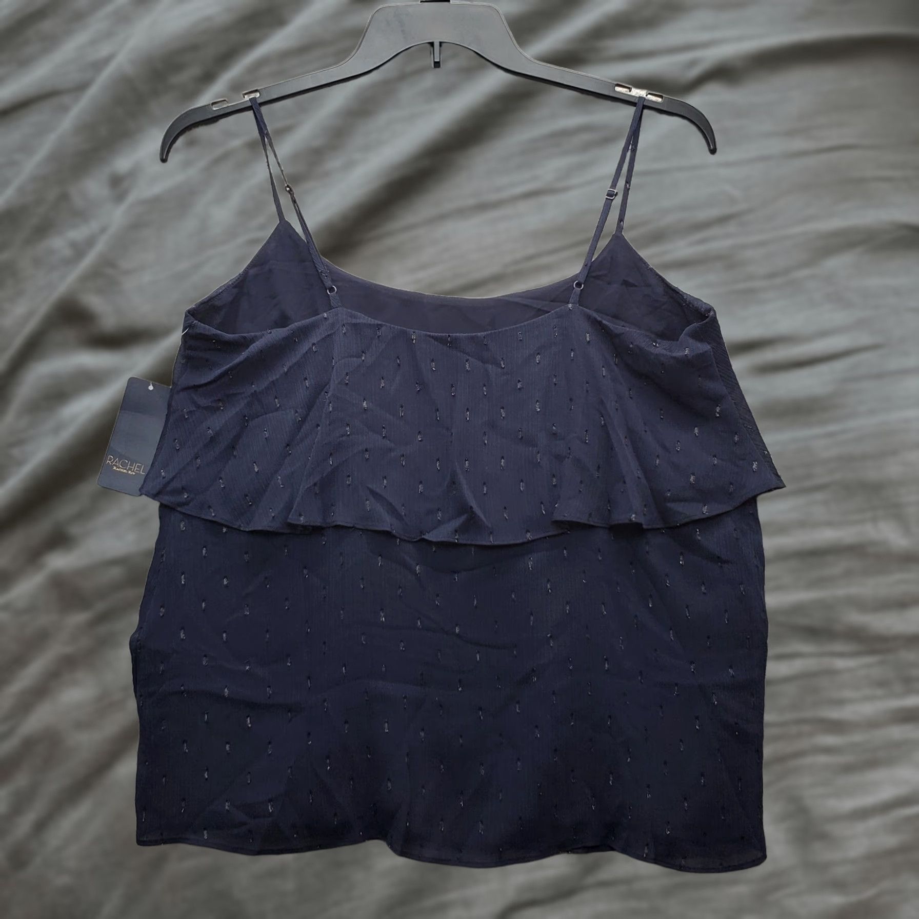 Vintage Rachel Roy Cami Top Womens Large Multi Metallic Sheer Ruffled Spaghetti Straps Size L / US 10 / IT 46 - 1 Thumbnail