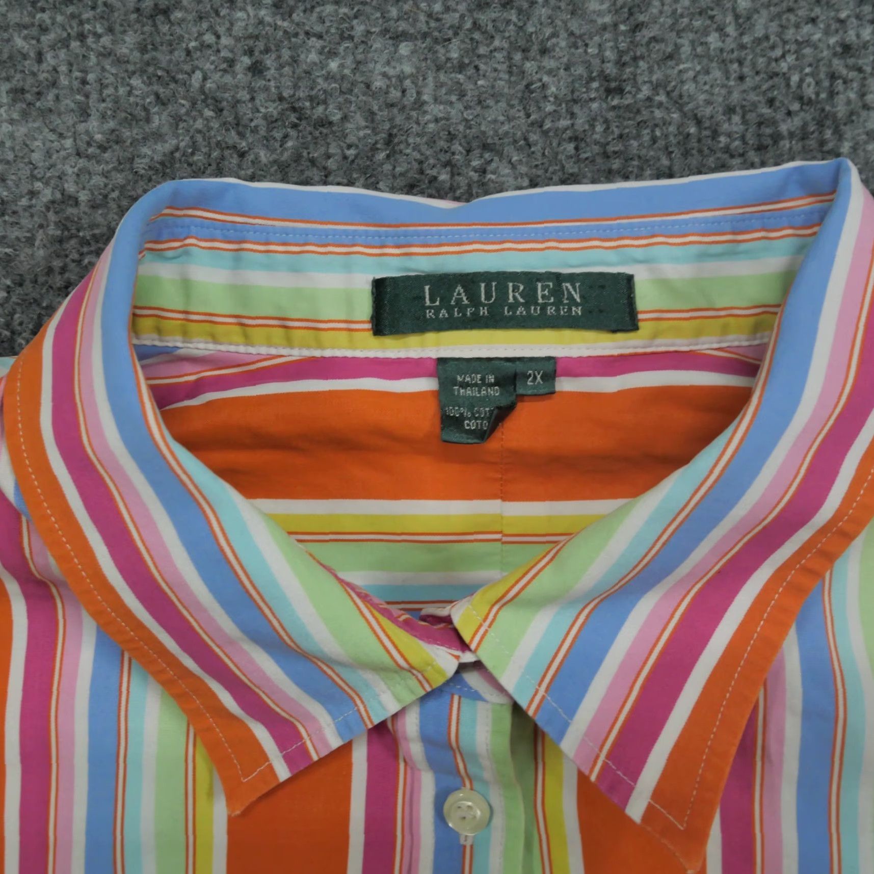 Ralph Lauren Ralph Lauren Shirt Womens 2X Multicolor Striped Button-Up Casual Sleeve 3/4, Collared, Cotton Polyester, Pockets, Plus Size Womens Size XXL / US 16-18 / IT 52-54 - 2 Thumbnail