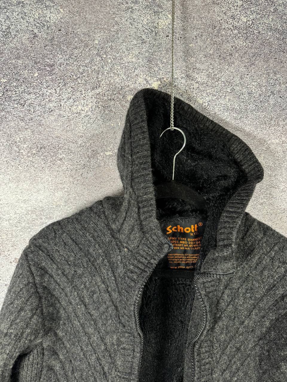 Schott × Vintage Vintage Schott NYC Wool Hooded Gray Jacket Large Military Size L / US 10 / IT 46 - 13 Thumbnail
