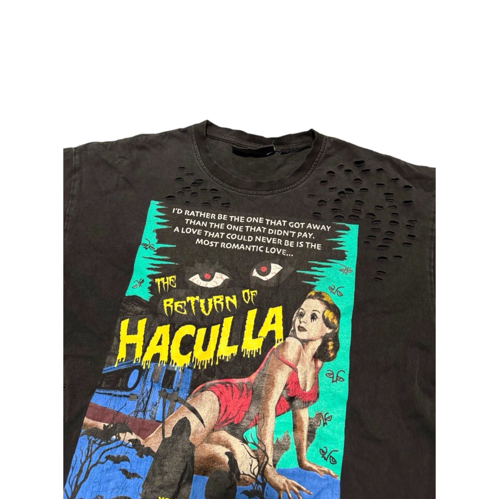 Haculla Haculla "The Return of Haculla" Distressed Graphic T-Shirt Black Men’s M RARE / Streetwear / Cotton / Short Sleeve / Double Sided / Men's T-Shirt Size US M / EU 48-50 / 2 - 3 Thumbnail