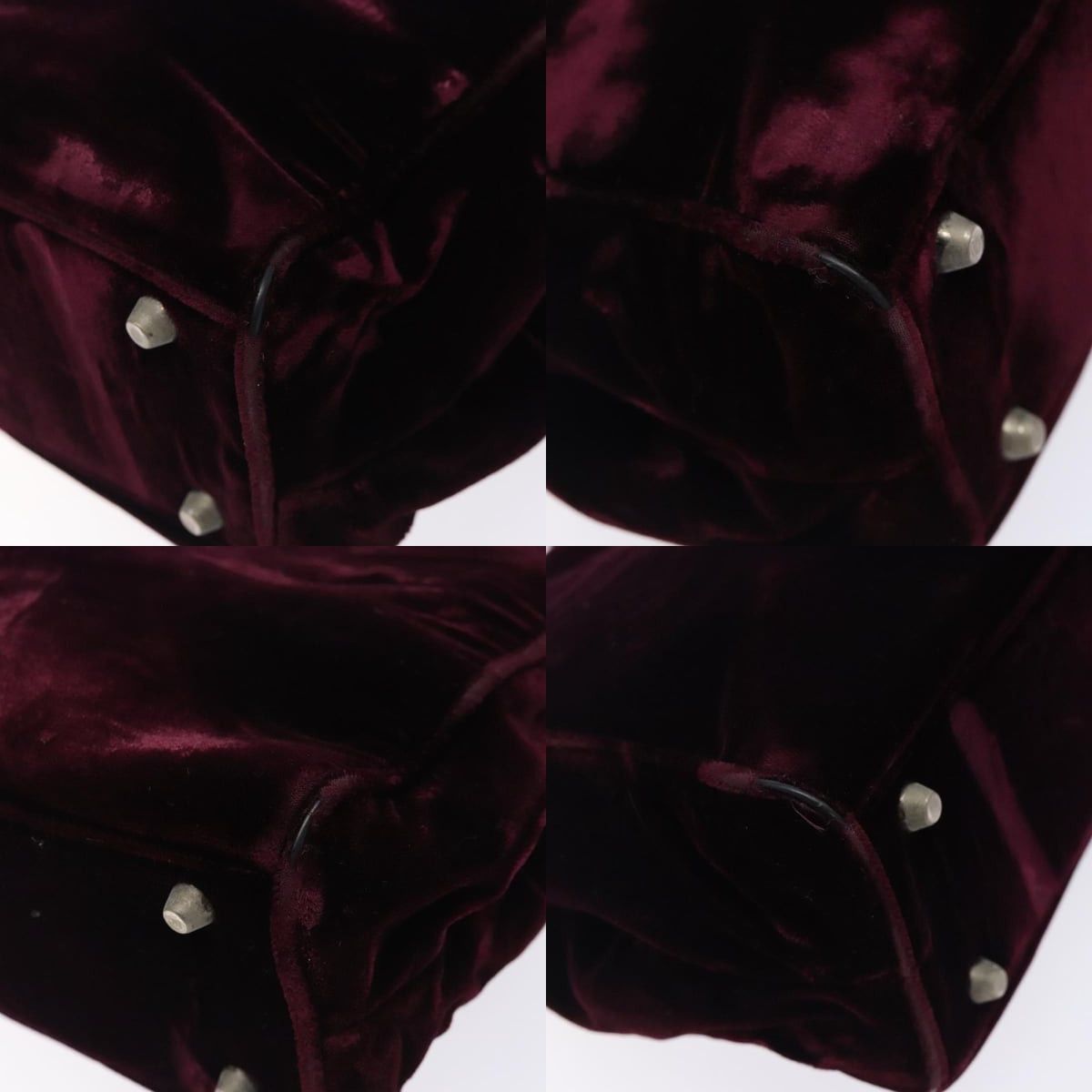 Prada PRADA Hand Bag Velor Bordeaux Silver Size ONE SIZE - 10 Thumbnail