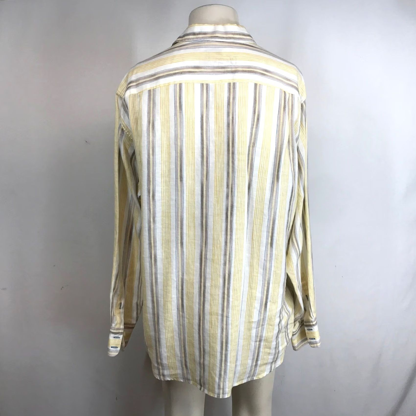 Tommy Bahama VINTAGE Tom​my Bahama Relax Striped Long Sleeve Button-Up Linen Shirt Yellow Blue XL Mens Size US XL / EU 56 / 4 - 5 Thumbnail