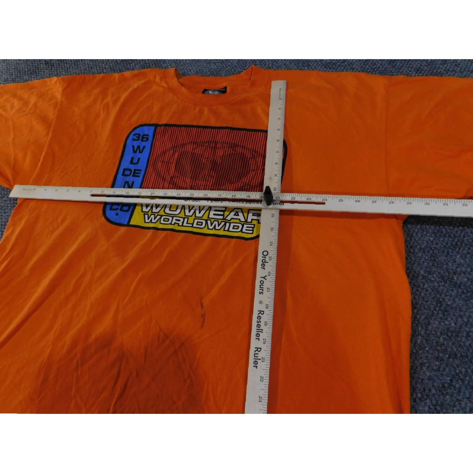 Vintage VINTAGE Wu Wear Shirt Mens XL Orange Graphic Tee Hip Hop 90s Wu Denimes Co WU DENIM CO. (Note: cannot add new info) Size US XL / EU 56 / 4 - 7 Thumbnail