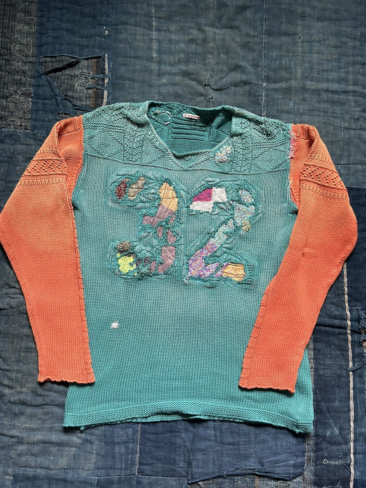 image of Kapital x Kapital Kountry 32 Darning Knit in Turquoise, Men's (Size Large)