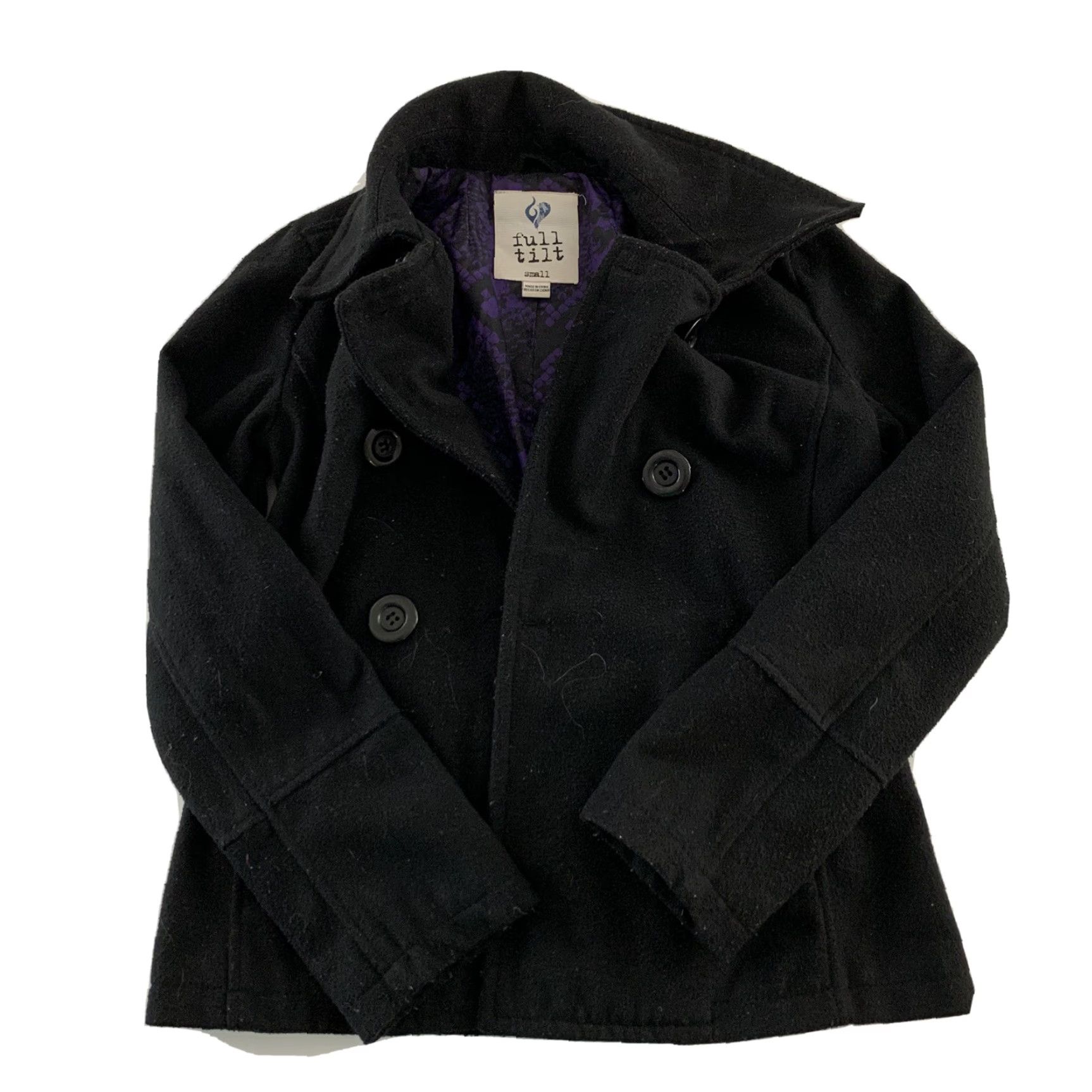 Vintage VINTAGE Full Tilt Pea Coat Jacket Women's S Solid Black Size S / US 4 / IT 40 - 2 Thumbnail