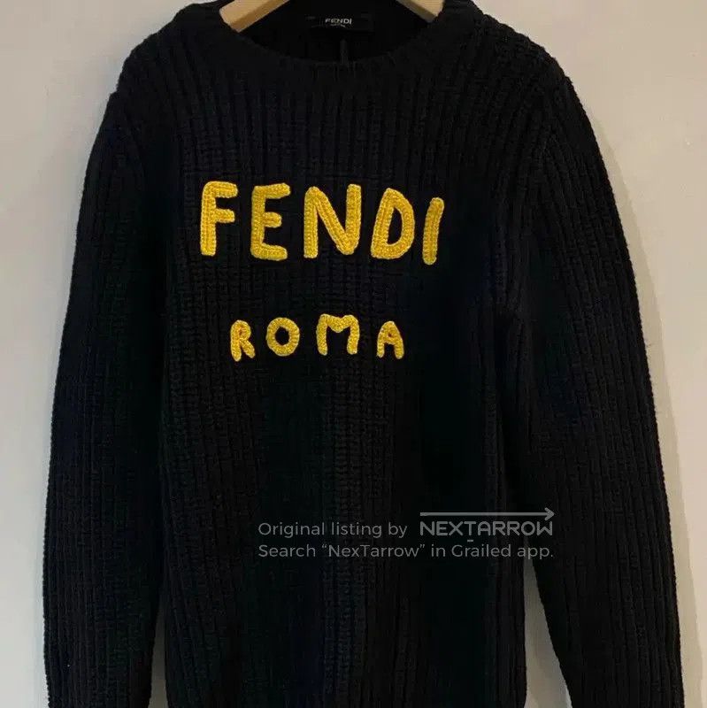 Fendi Fendi Black Cotton Knit Sweater for Men . Size US S / EU 44-46 / 1 - 1 Thumbnail