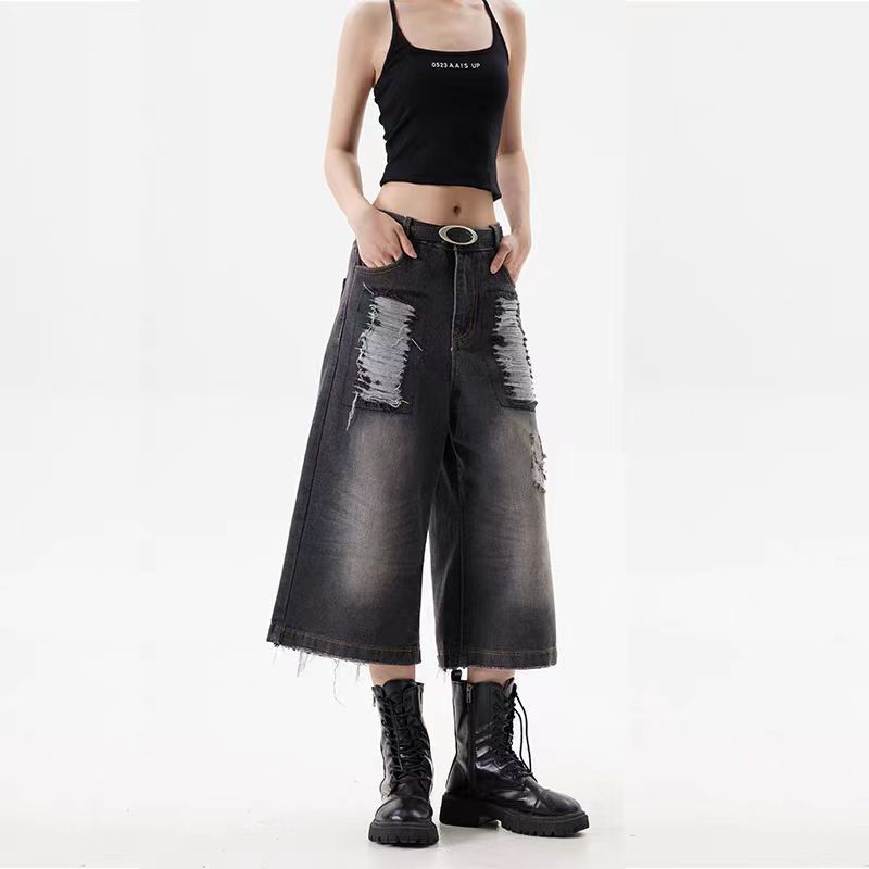 Japanese Brand × Vintage Washed and ripped raw edge baggy denim shorts Size US 30 / EU 46 - 6 Thumbnail
