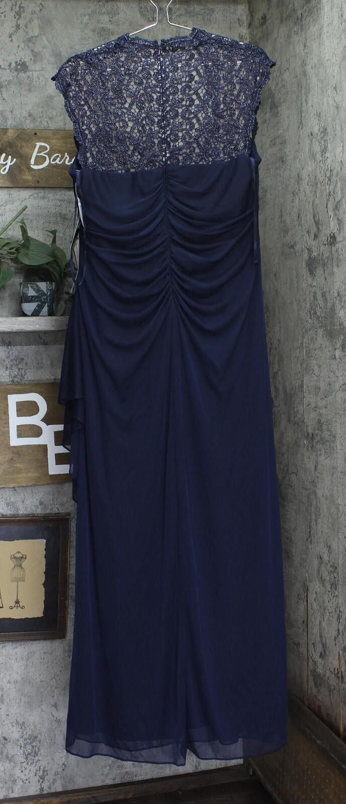 Other X By Xscape Plus Ruched Lace Gown Dress Xc121w Navy Blue 14w Size XL / US 12-14 / IT 48-50 - 2 Thumbnail