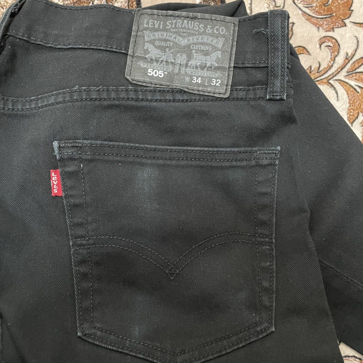 Levi's Vintage Clothing 🔥Vintage Levis 505 Super Black Straight Distress Denim Jeans Size US 35 - 12 Thumbnail