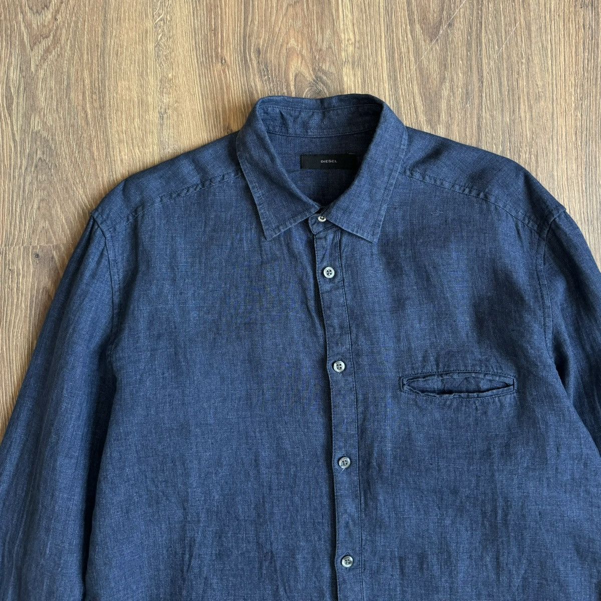 Diesel Diesel Button Up Linen Shirt Men’s XL Blue Size US XL / EU 56 / 4 - 2 Thumbnail