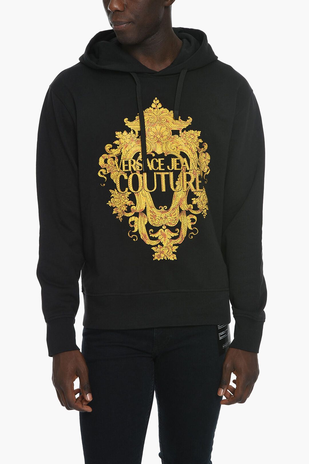 Versace JEANS COUTURE Brushed Cotton Hoodie with Baroque Print Decorated with Strass Size US S / EU 44-46 / 1 - 1 Thumbnail