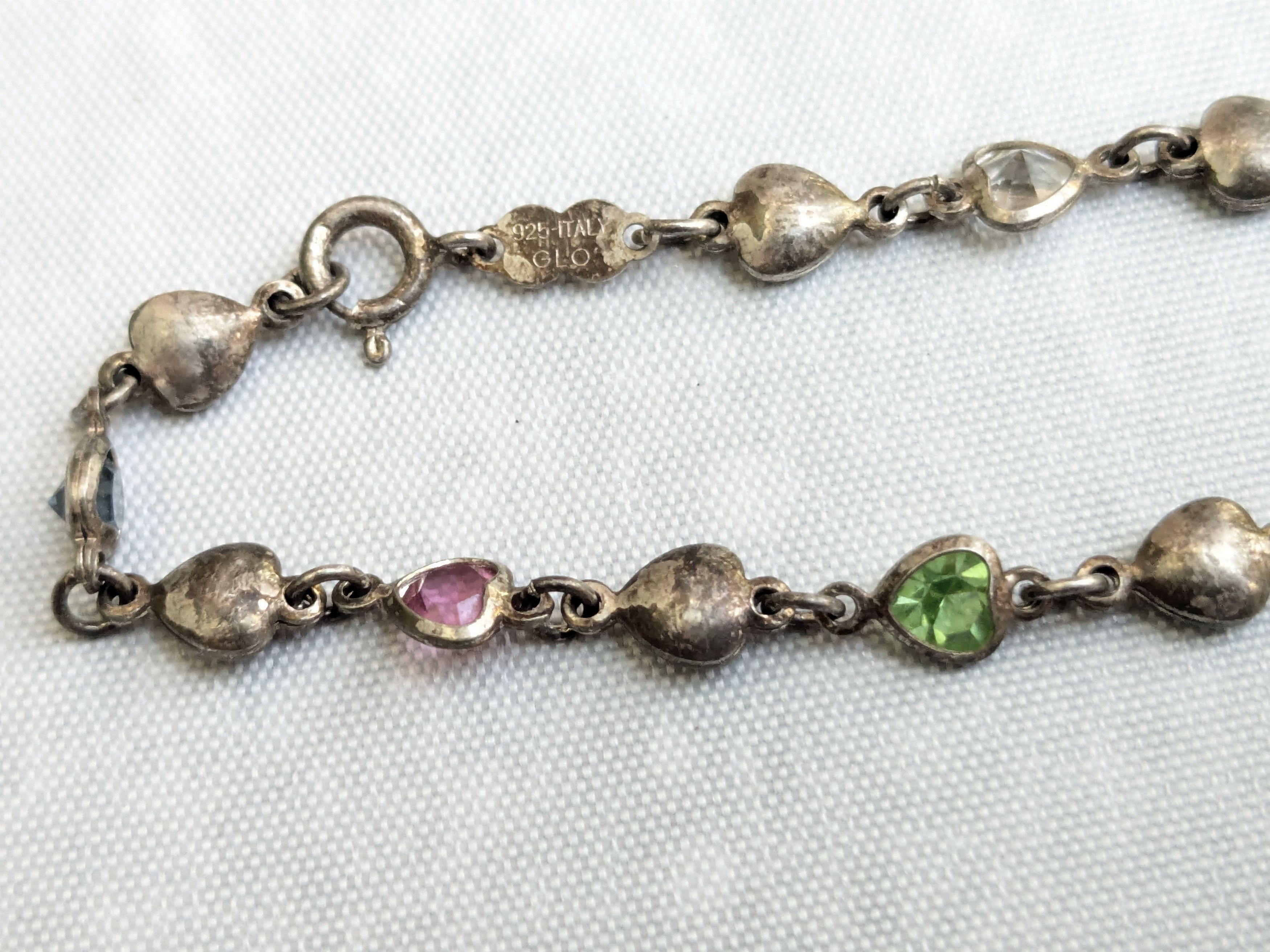Jewelry Vintage Sterling Silver Tennis Bracelet Hearts 7" Y2K Size ONE SIZE - 10 Thumbnail
