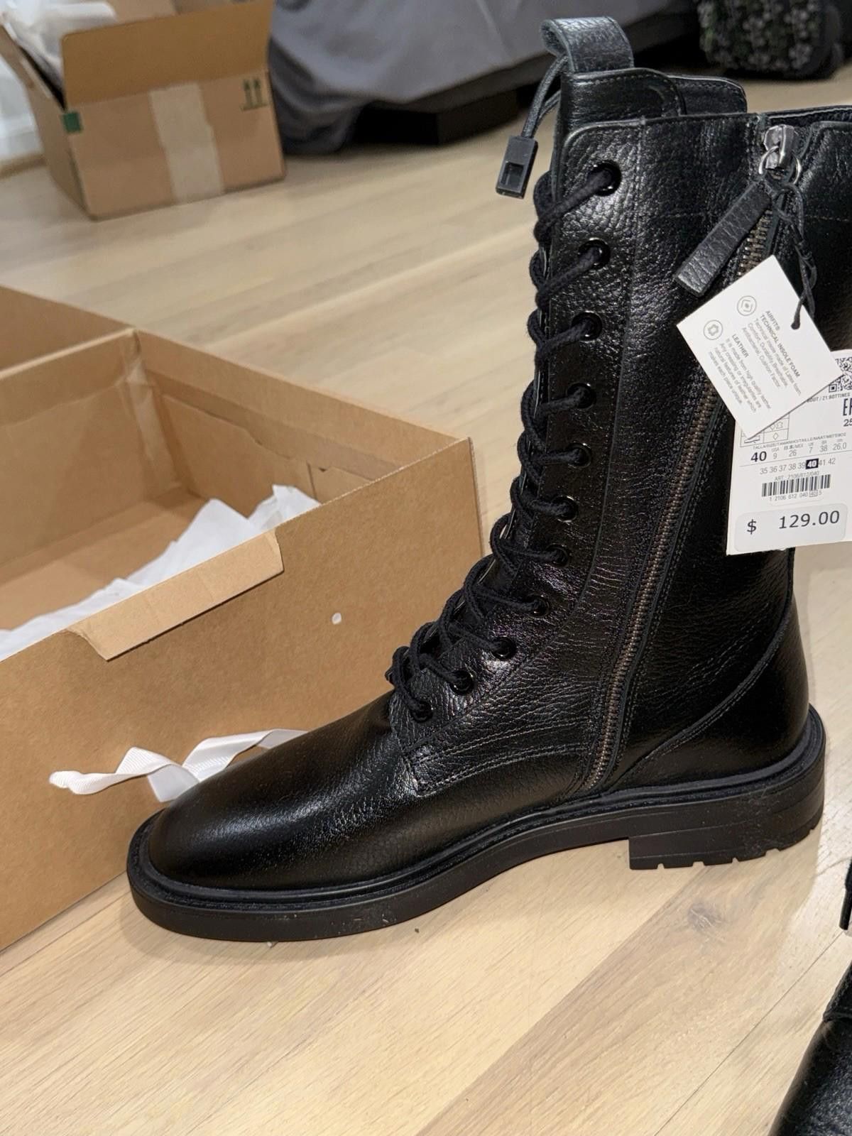 Zara NWT Zara Black Combat boots sz9 Retail 130$ priced to sell Size US 9 / IT 39 - 3 Thumbnail