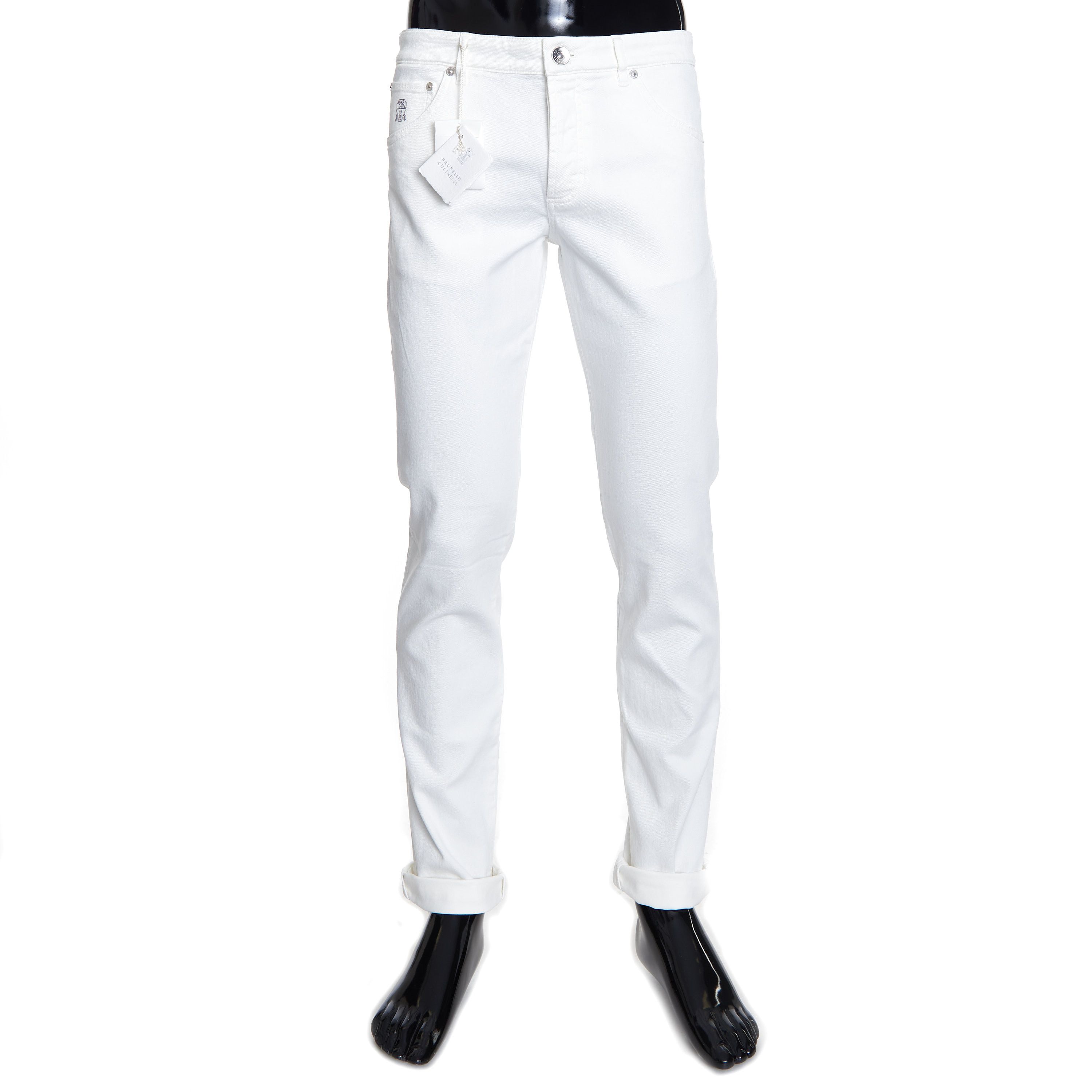 Brunello Cucinelli Snow White Stretch Denim Trousers - Slim Fit, Five-Pocket Size US 36 / EU 52 - 1 Thumbnail