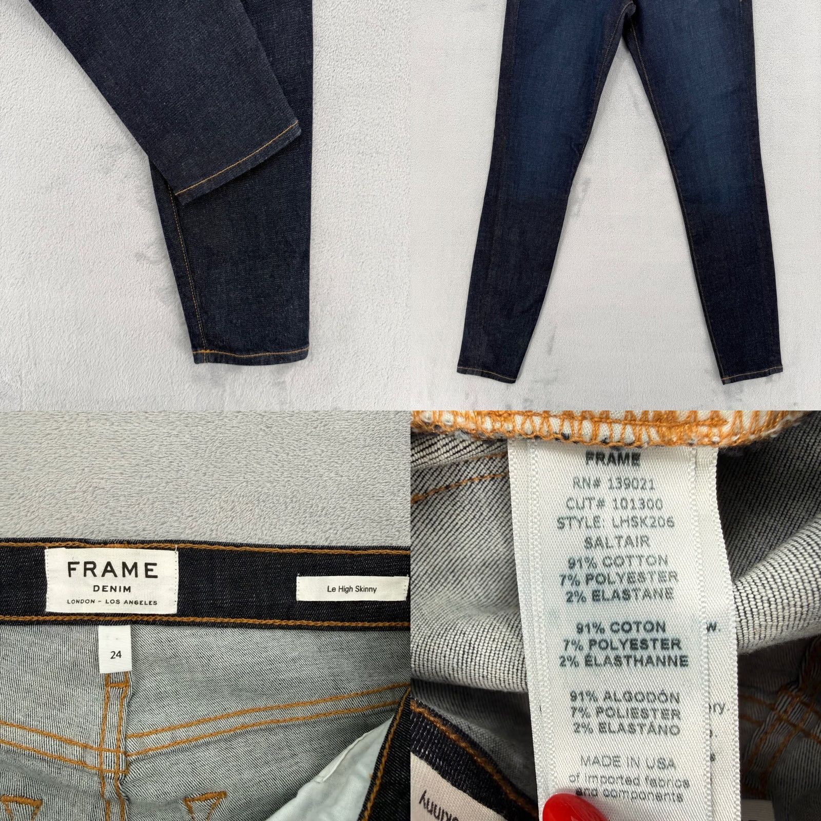 Frame Frame Denim Le High Skinny Jeans Indigo Blue High Rise Women's Size 24 Size 42" / US 20 - 8 Thumbnail