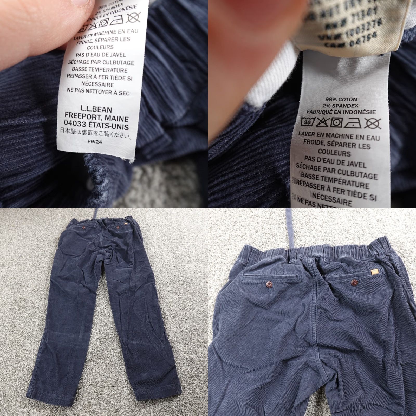 Vintage L.L. Bean Pants Mens M Blue Beanflex Corduroy Chino Drawstring Stretch Hike Casual Workwear Ripstop? Size US 31 - 8 Thumbnail