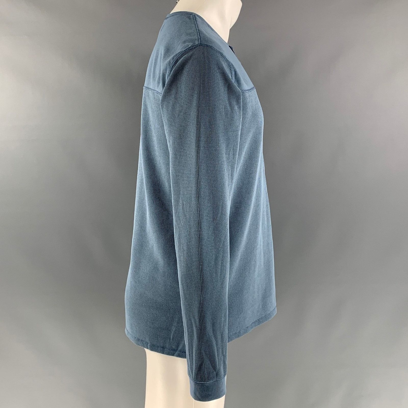 Nonnative NONNATIVE Light Blue Waffle Knit Polyester Henley Pullover Size US M / EU 48-50 / 2 - 2 Thumbnail