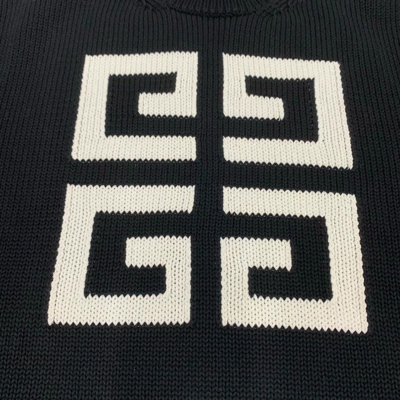 Givenchy Givenchy Black Large Logo Destroyed Knit Sweater, Size XL Size US XL / EU 56 / 4 - 4 Thumbnail