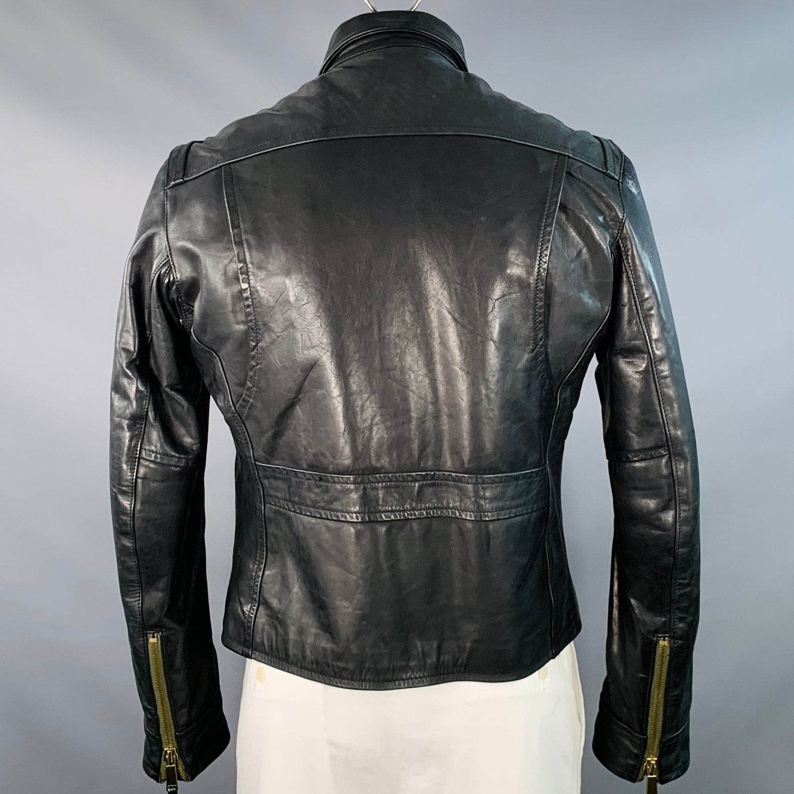 Dsquared2 DSQUARED2 Size XL Black Leather Zip Up Motorcycle Jacket Size US XL / EU 56 / 4 - 5 Thumbnail