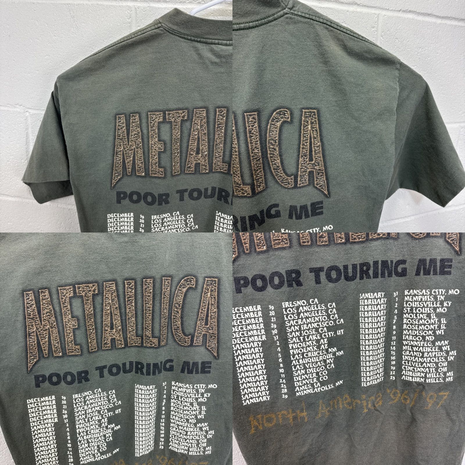 Vintage VINTAGE Giant Metallica Poor Touring Me Tour T Shirt Mens XL Green 90s Band Rock Graphic Print Sizes XL Mens Size US XL / EU 56 / 4 - 10 Thumbnail