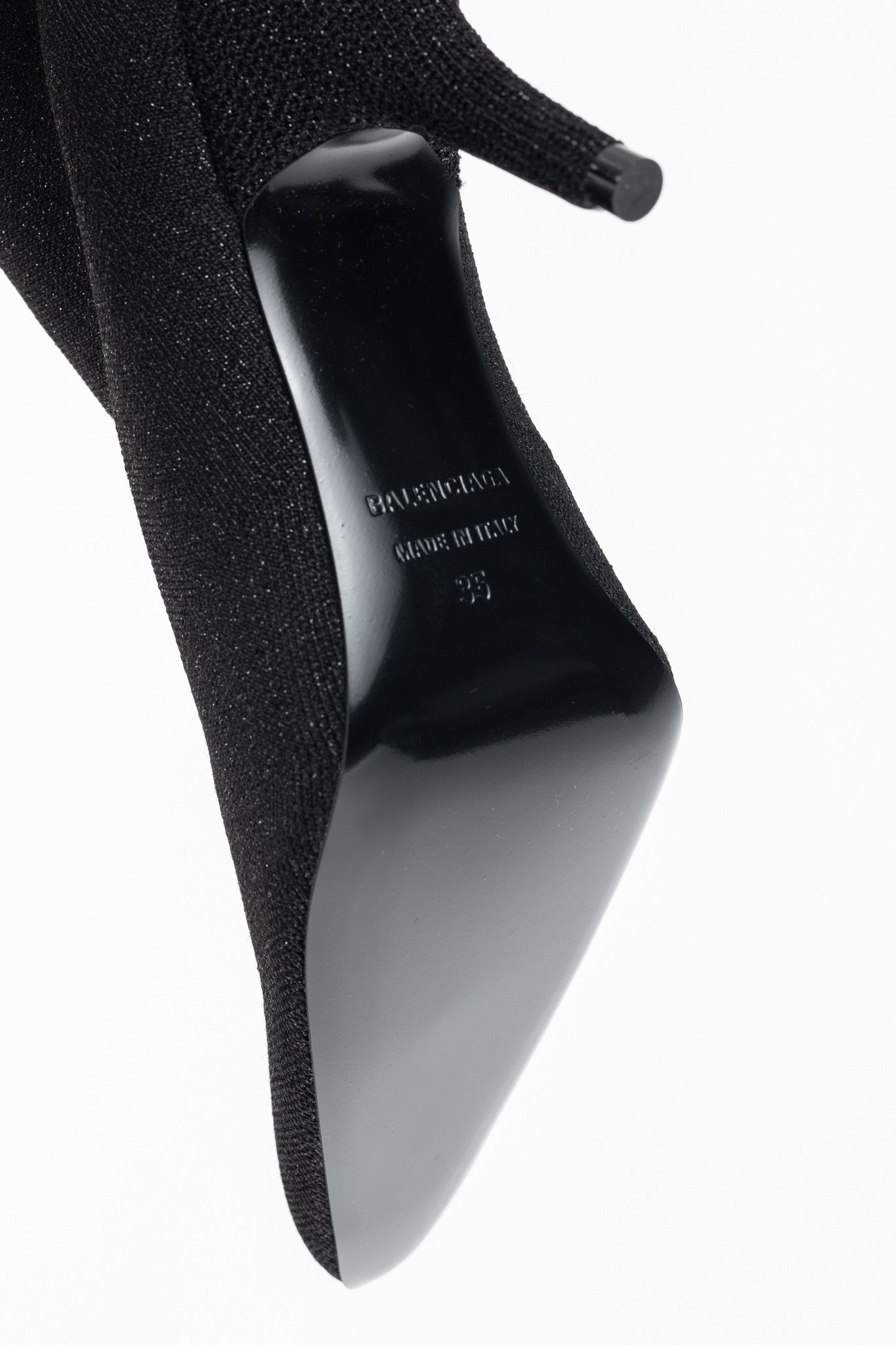 Balenciaga Balenciaga Knife 80 Black Glittered Stretch-Knit Ankle Boots Size US 4.5 / IT 34.5 - 5 Thumbnail