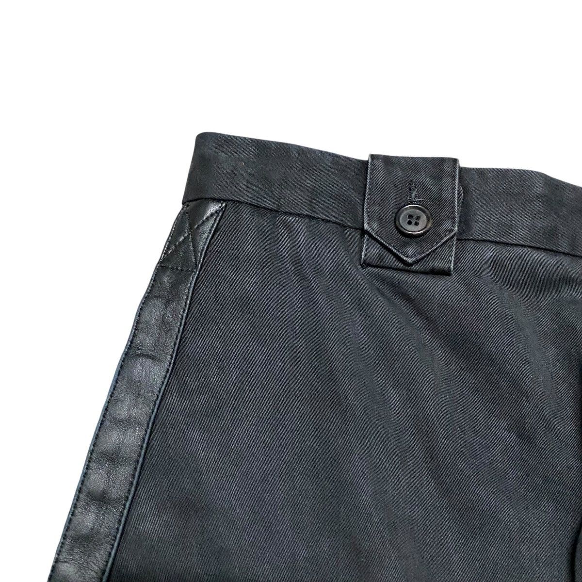 Dior × Hedi Slimane SS04 'STRIP' Dior Homme Black Faded Pants Leather Trimmed Size US 29 - 7 Thumbnail