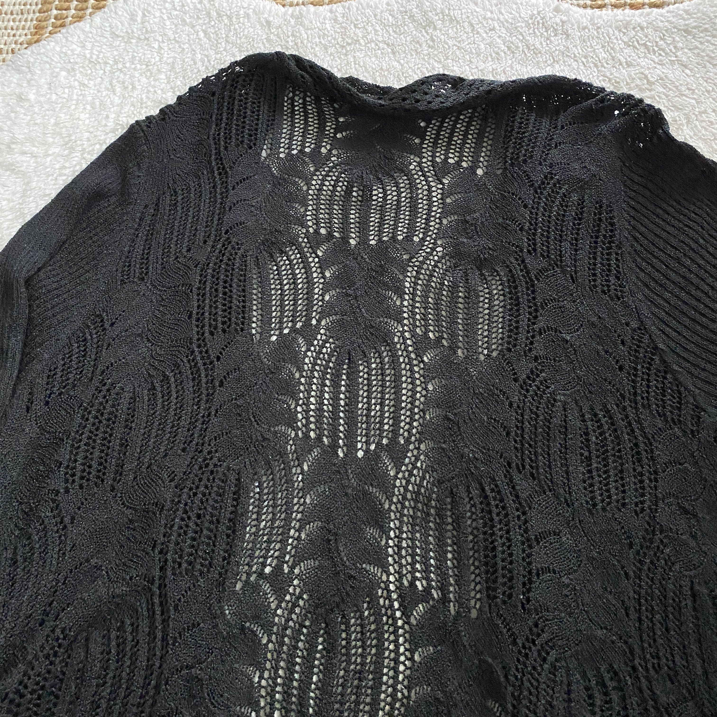 Other Daytrip Black Asymmetrical Open Knit Cardigan – One Size Size ONE SIZE - 3 Thumbnail