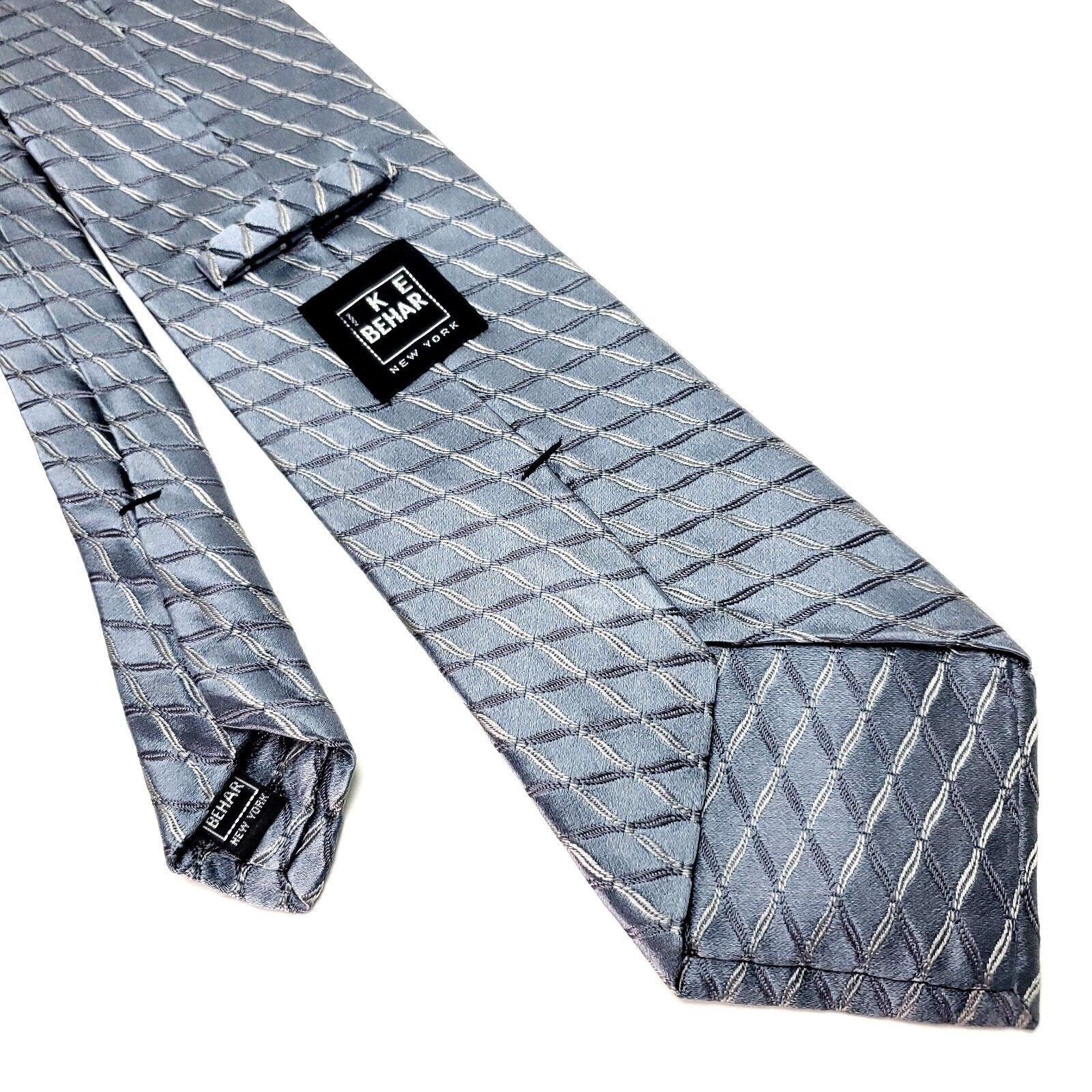 Ike Behar Ike Behar New York Silk Tie USA Woven Gray Plaid Size ONE SIZE - 3 Thumbnail