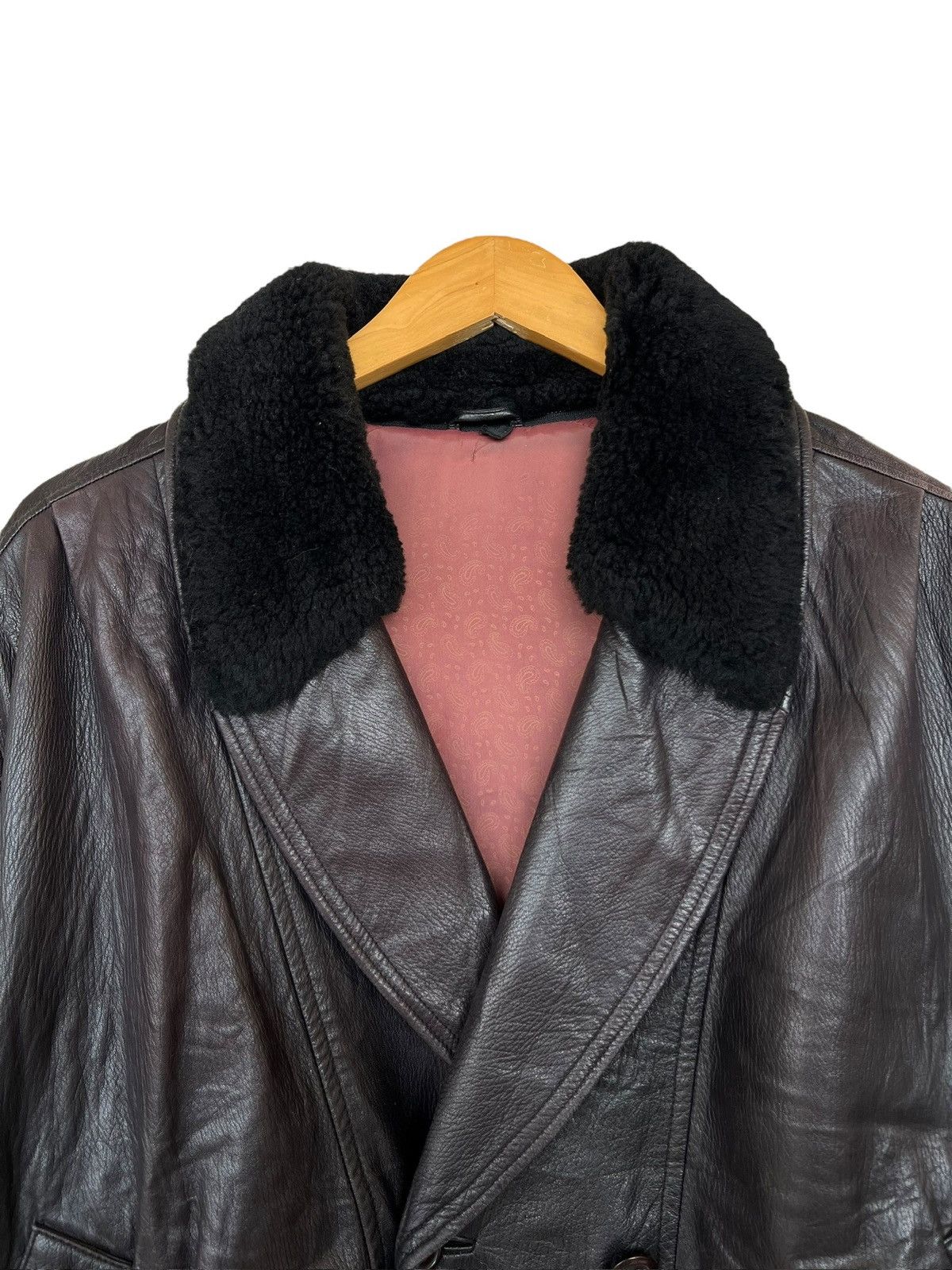 Vintage Vintage Black Shearling Fur Leather Coat Jacket Size US XL / EU 56 / 4 - 7 Thumbnail