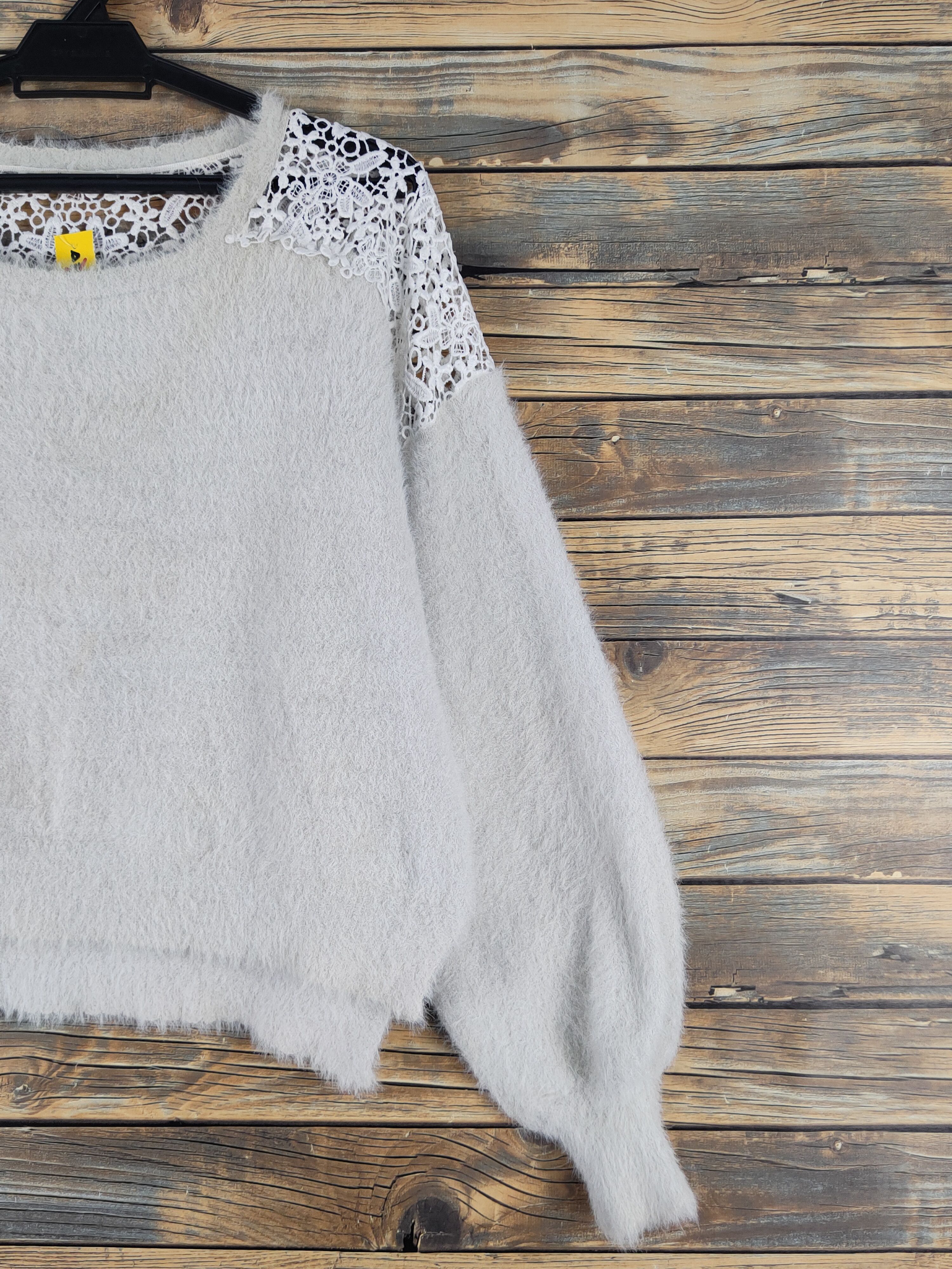 Japanese Brand Aces Femme Light Gray Shag Shaggy Fur Mohair Knitwear #W1196 Size M / US 6-8 / IT 42-44 - 5 Thumbnail