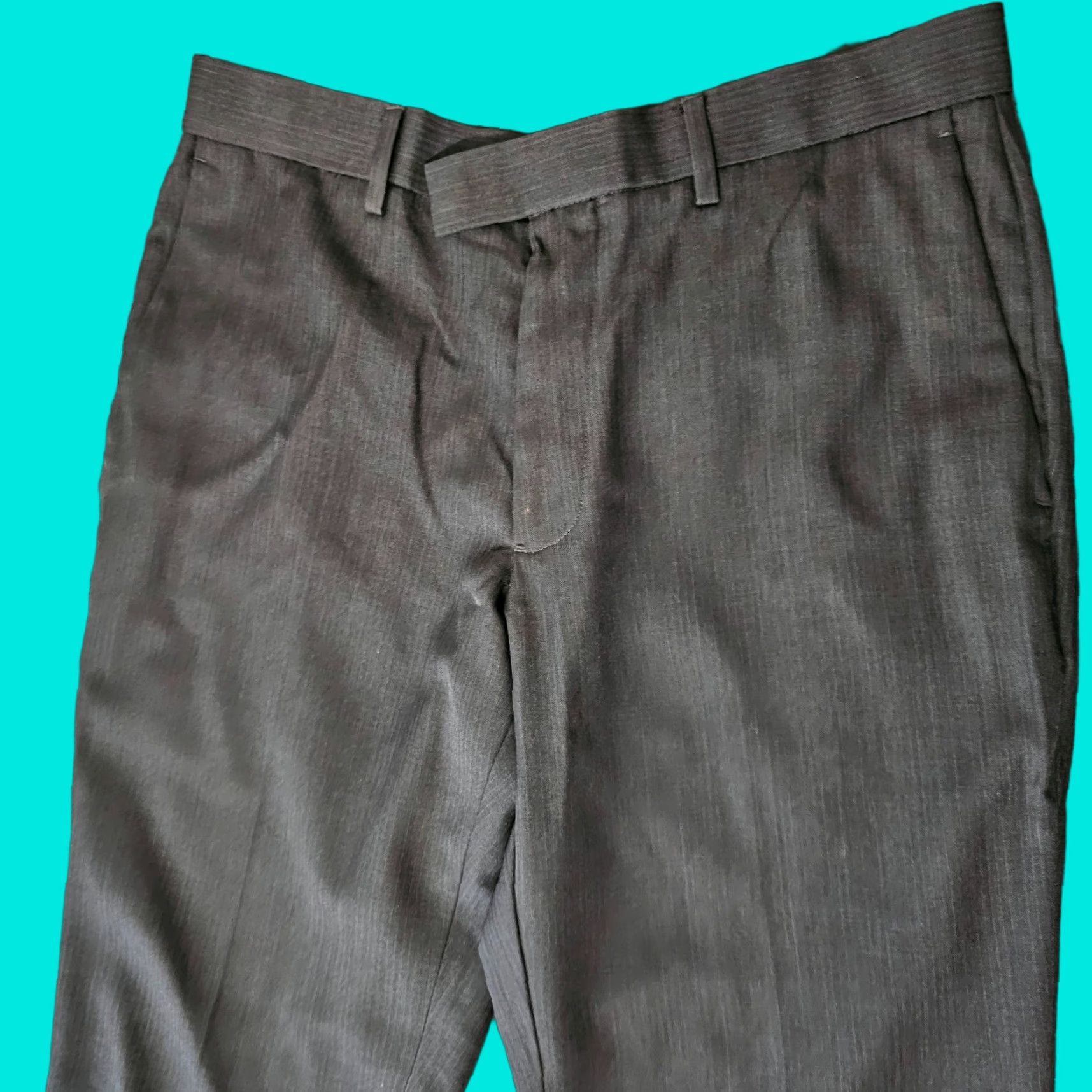 Perry Ellis Perry Ellis Portfolio Men's Dress Pants 32 x 30 Heather Black Semi-Stripe Flat Front Classic Straight Leg Dress Pants Mens 32 Black Size US 32 / EU 48 - 1 Thumbnail