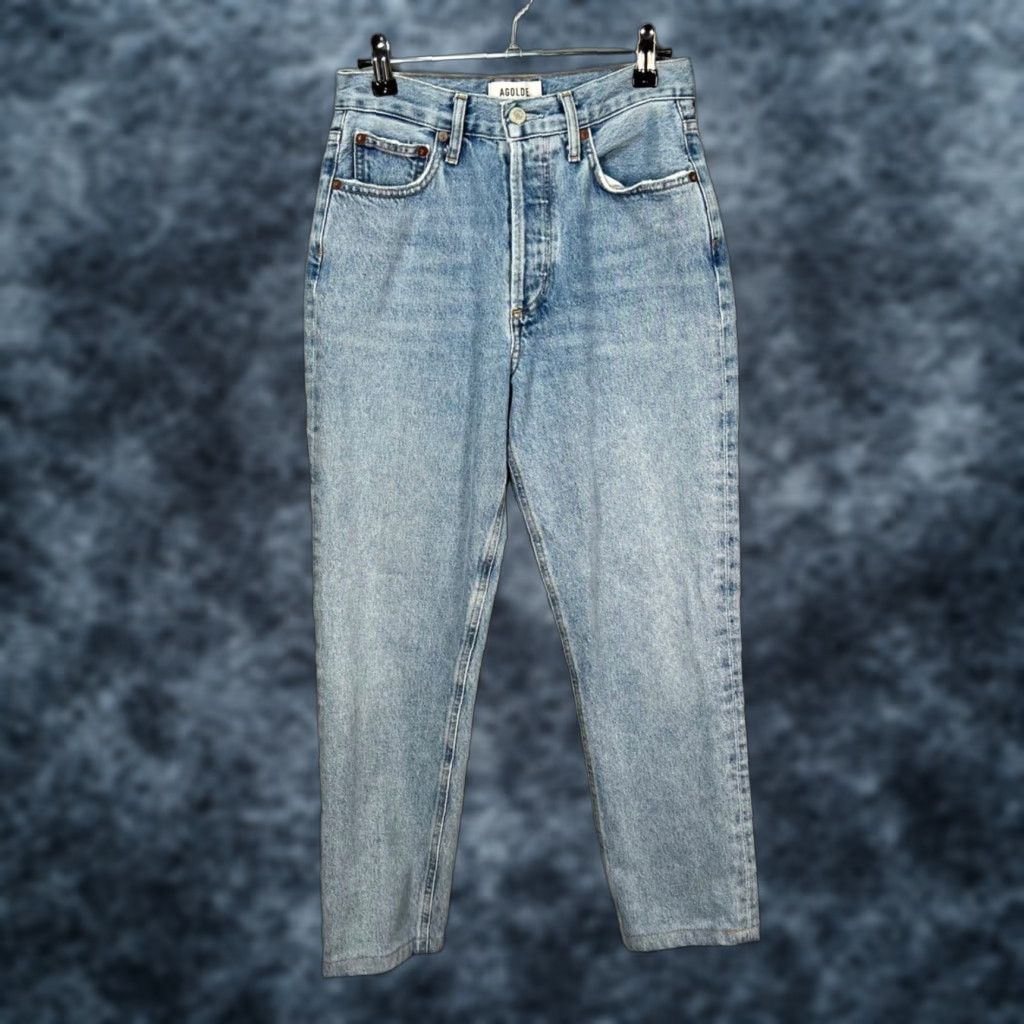 Agolde AGOLDE Jeans Slim High-Rise Light Wash Organic Cotton 24 Womens Tapered 5-Pocket Denim Blue Size 42" / US 20 - 1 Thumbnail