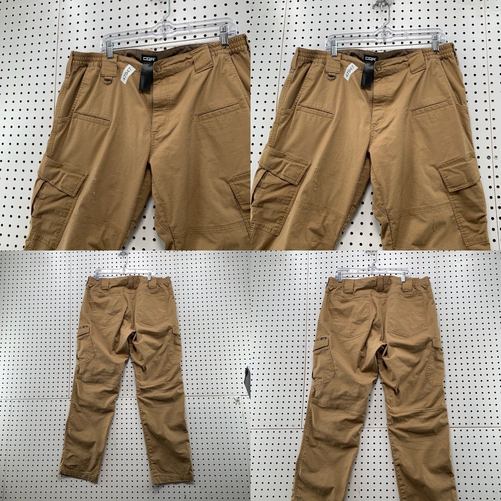 Vintage CQR Cargo Utility Pants Mens 38x33 Brown Work Wear Rip Stop Cargo Pants Mens 38 Brown Workwear Canvas Cotton Zip Pocket Straight Front 33 Inseam Mens Size US 38 / EU 54 - 8 Thumbnail