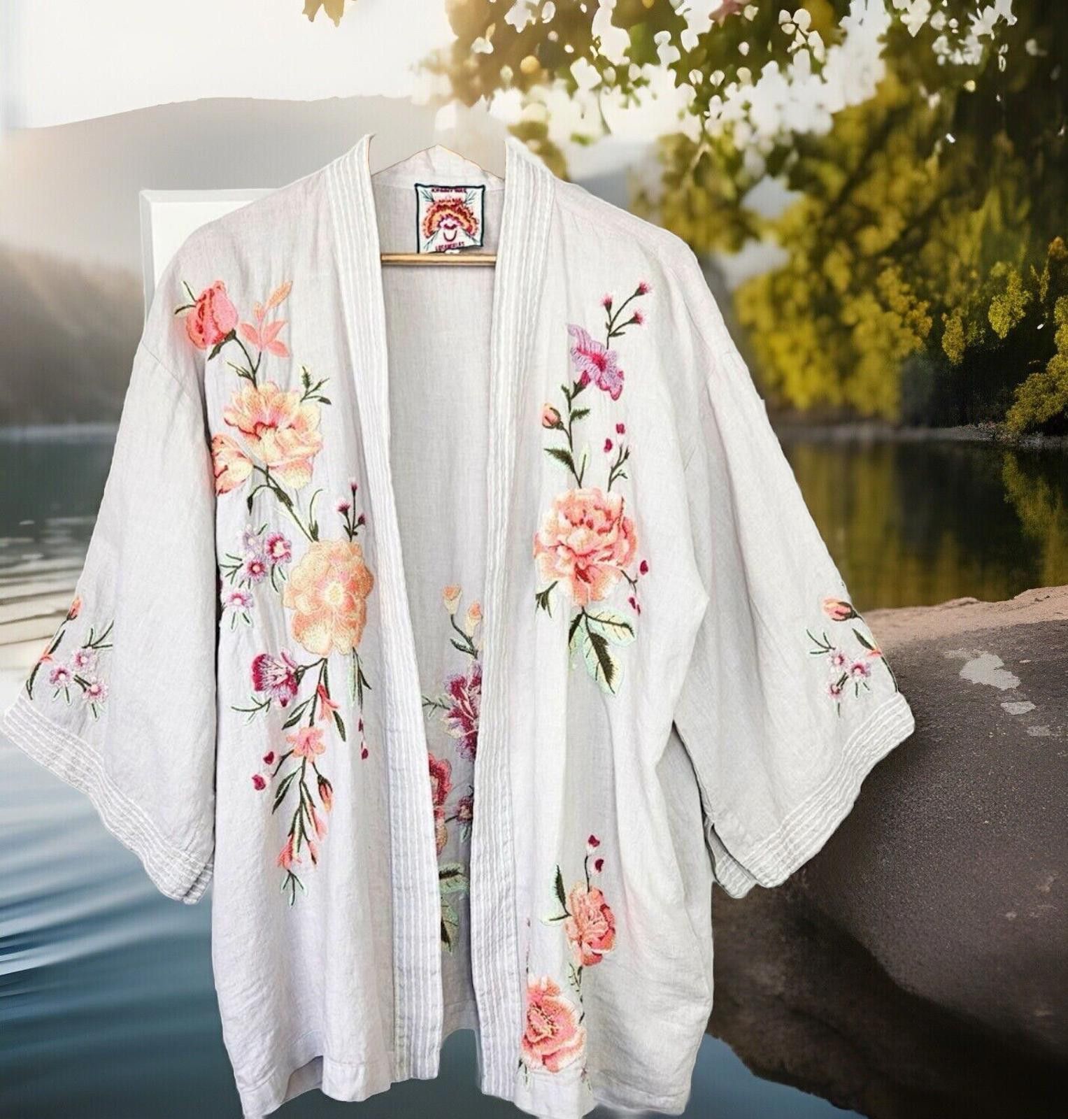 Johnny Was NEW Johnny Was XL 1X Linen Embroidered Kimono Cardigan Wrap Size XL / US 12-14 / IT 48-50 - 6 Thumbnail