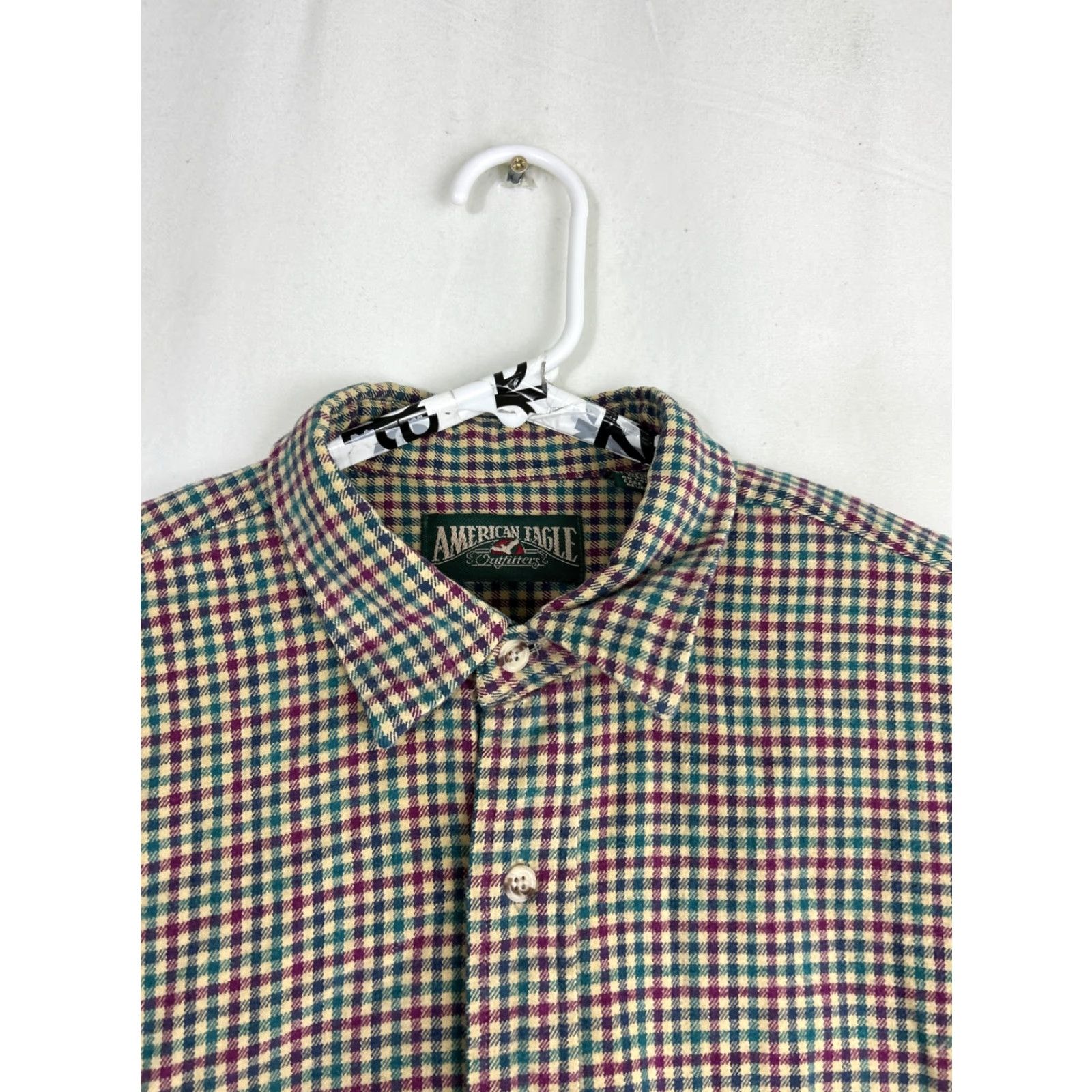 American Eagle Outfitters VINTAGE American Eagle Outfitters Shirt Mens L Flannel Button-Up Green Beige Red USA Size US L / EU 52-54 / 3 - 3 Thumbnail