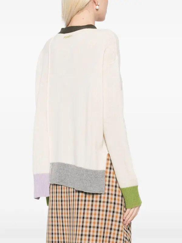 Marni o1w1db11125 Colour-Block Cashmere Cardigan in Ivory/White Size S / US 4 / IT 40 - 3 Thumbnail