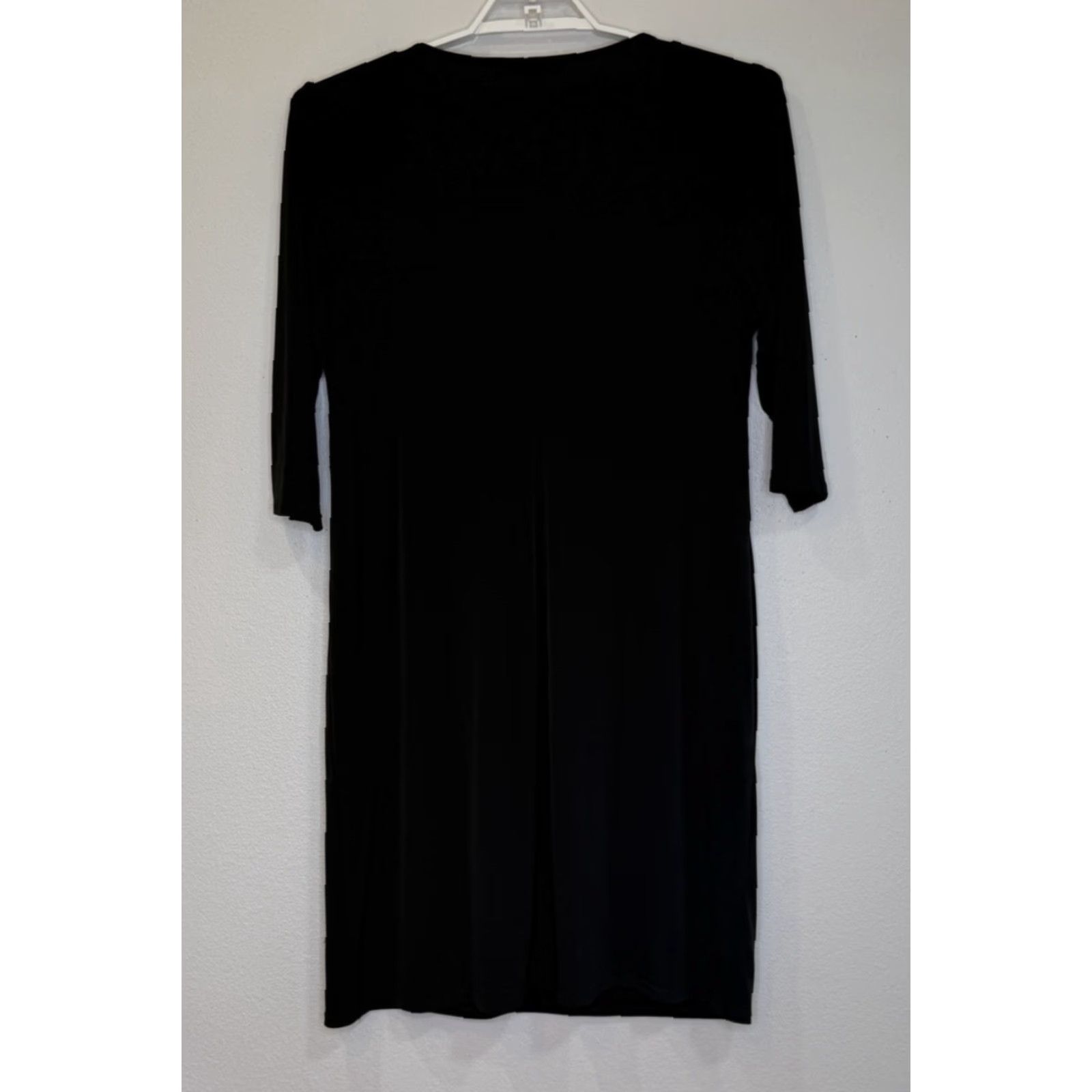 Coldwater Creek Coldwater Creek Dress 20W Black Faux Wrap 3/4 Sleeve Deep V-Neck Stretch Knit Size 3XL / US 20-22 - 6 Thumbnail