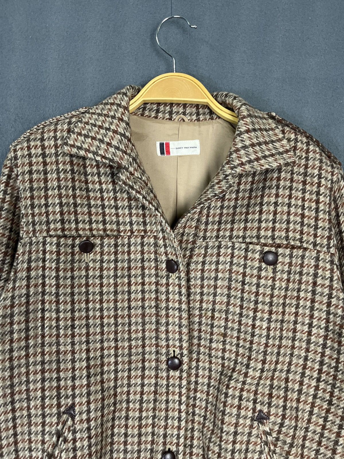 Max Mara × Vintage Vintage Suncy Max Mara Houndstooth Wool Jacket Button Up Size M / US 6-8 / IT 42-44 - 3 Thumbnail