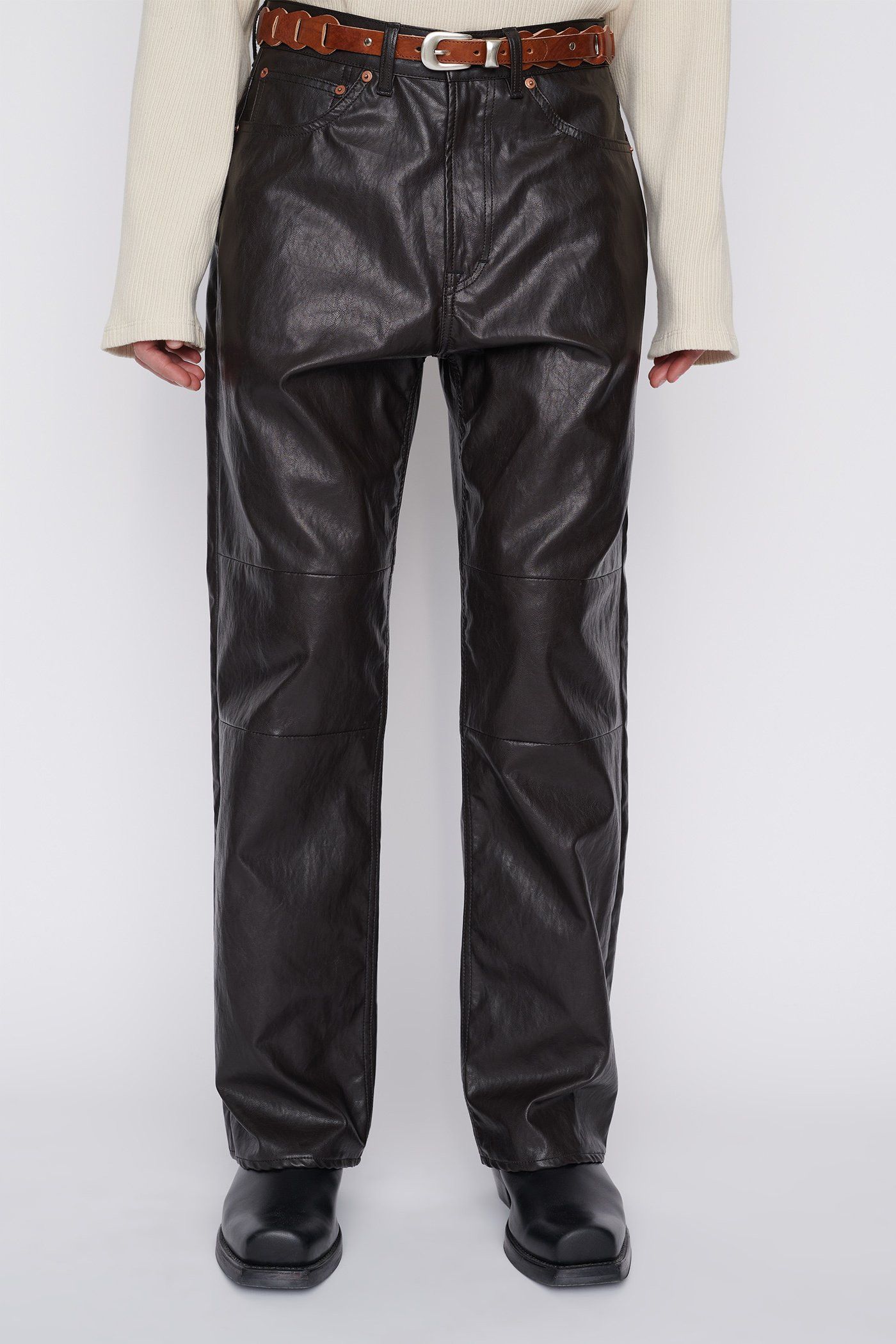 image of Our Legacy Black/brown Fake Leather Pants 30/32, Men's (Size 31)