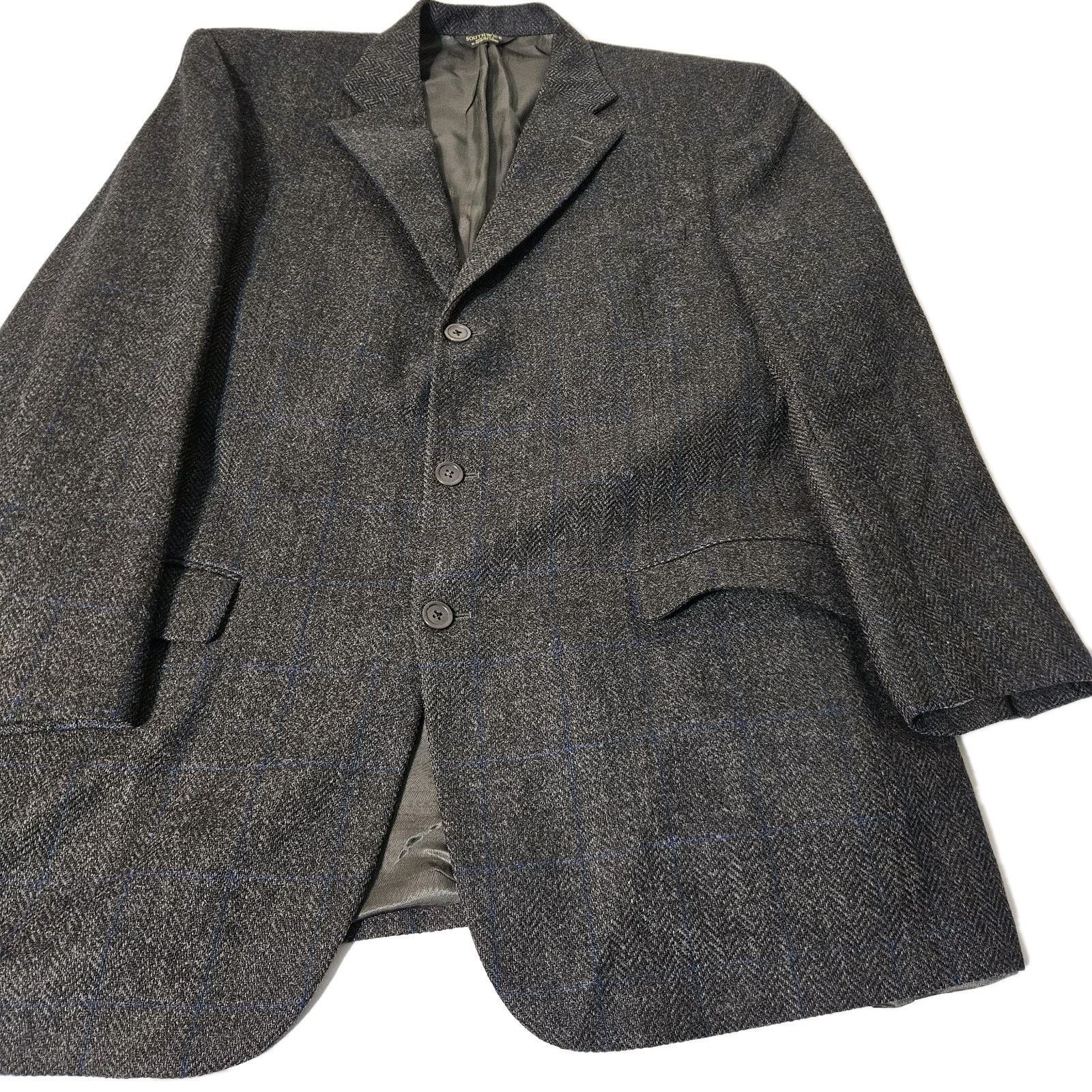 Southwick VTG Southwick 46 Wool Pinstripe Tweed Suit Blazer Sport USA Size 46R - 2 Thumbnail