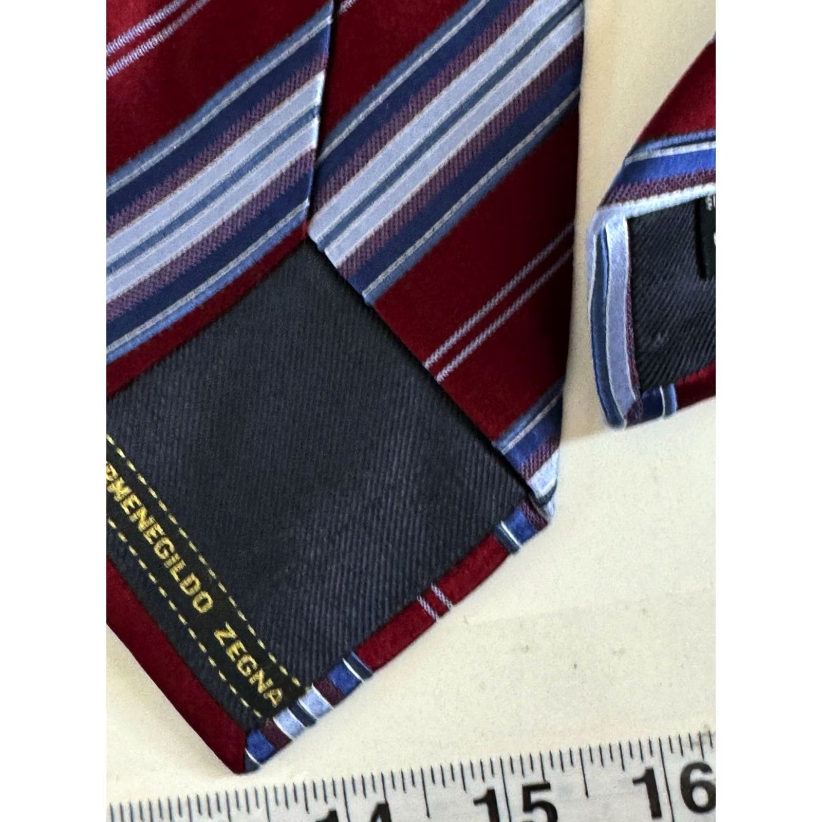 Vintage Zegna NECK TIE Red Blue Stripe Mens Designer Tie Size ONE SIZE - 4 Thumbnail