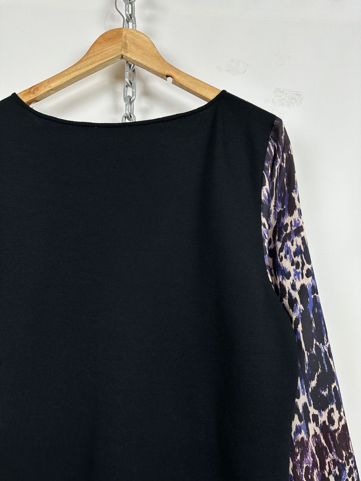Dries Van Noten Dries Van Noten Black Wool / Leopard Silk Sleeve Sweater Size M / US 6-8 / IT 42-44 - 17 Thumbnail