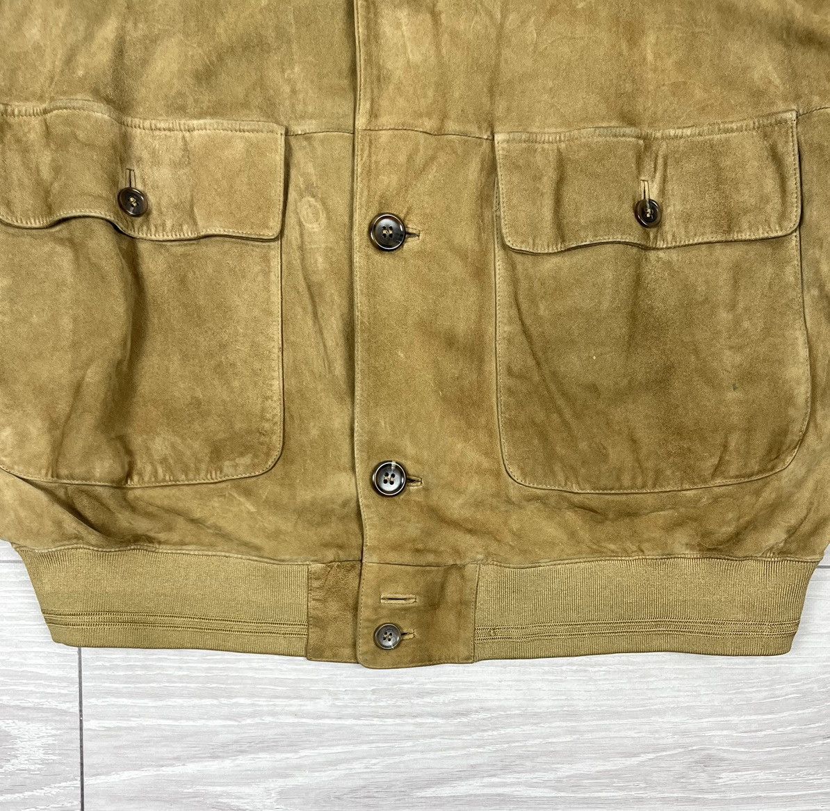 Hugo Boss Hugo Boss Vintage 90s Beige Goatskin Suede Leather Jacket Size US L / EU 52-54 / 3 - 5 Thumbnail