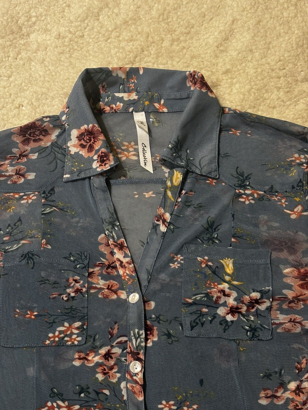 Other Blue floral long shirt1526 Size M / US 6-8 / IT 42-44 - 2 Thumbnail