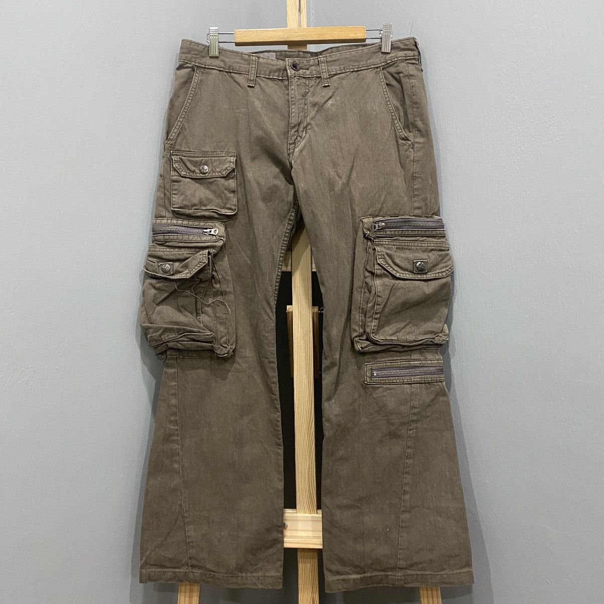 If Six Was Nine Bondage Style Surplus Multipocket Cargo Flared Pants Size US 32 / EU 48 - 3 Thumbnail