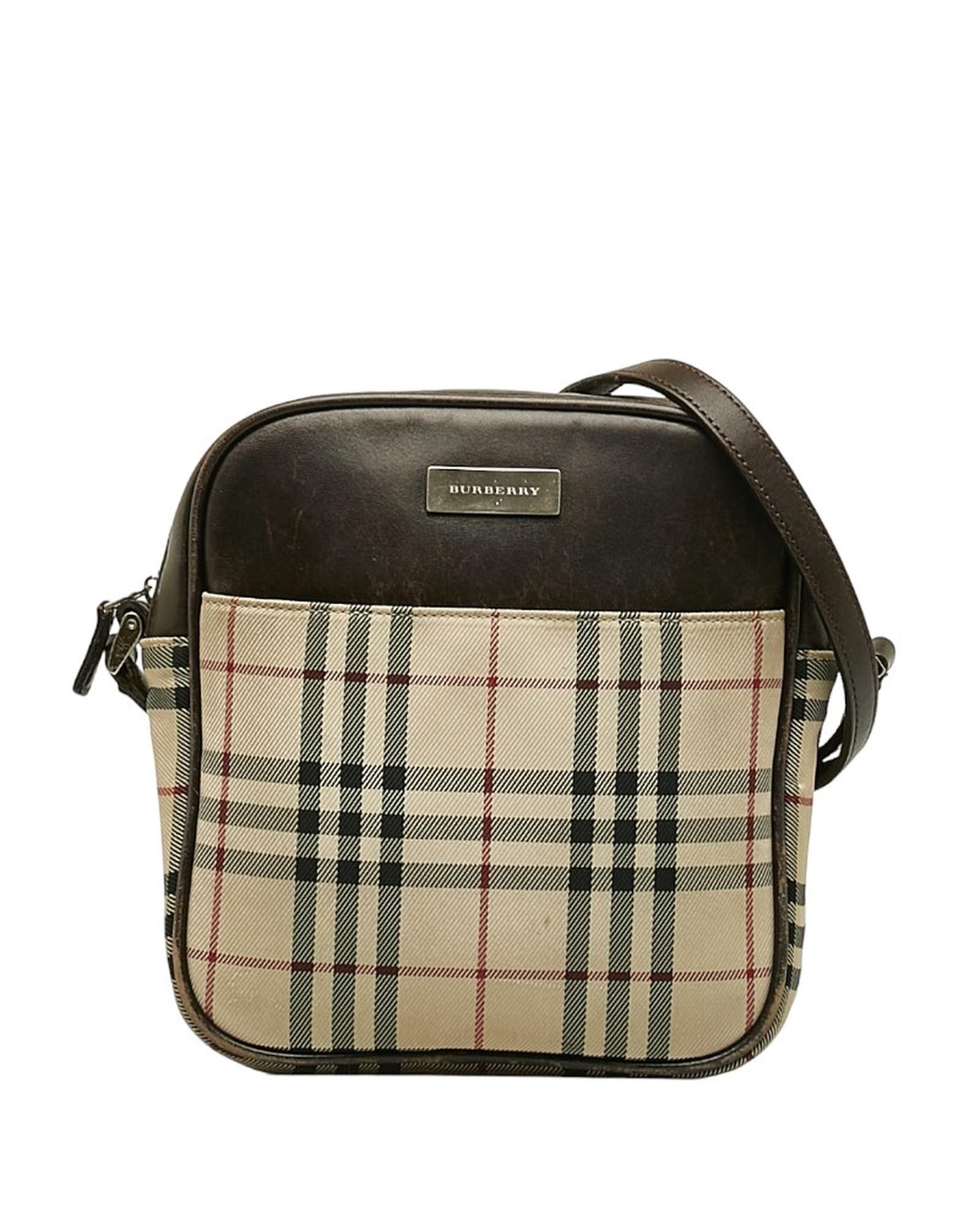 image of Vintage Check Crossbody Bag In Brown By Burberry, Women's