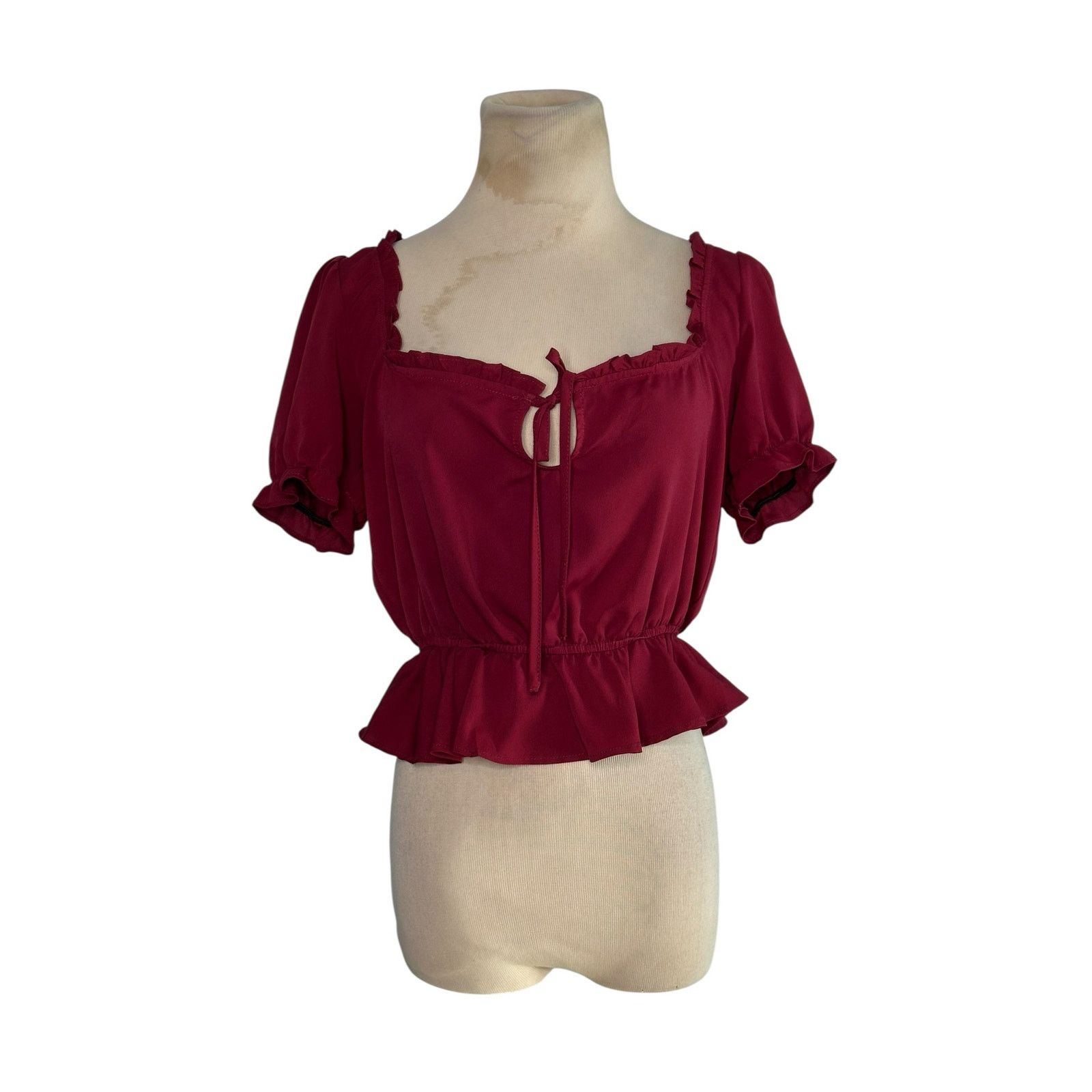 Urban Outfitters Urban Outfitters burgundy peplum blouse size medium Size M / US 6-8 / IT 42-44 - 12 Thumbnail